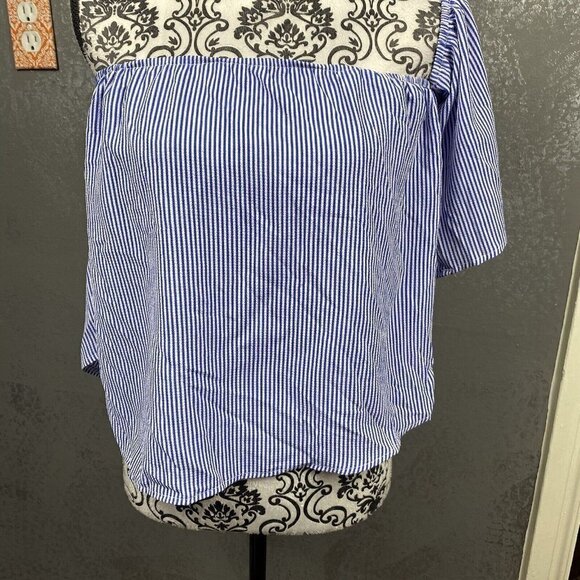 NWT Parisian blue and white striped off the shoulder top/blouse. size small - Picture 3 of 7